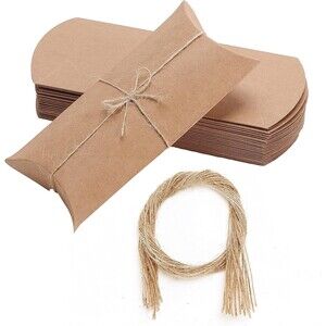 19 Pack Mr. Pen Kraft Pillow Boxes w/ Jute Twine 6.3" x 3.4" x 1.3" Multipurpose